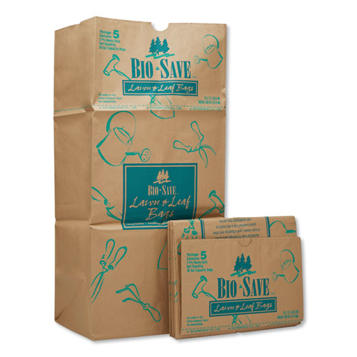 Picture of Lawn/Leaf Bags, Self-Standing, Open-Face, 30 gal, 16" x 35", Kraft, 50/Box