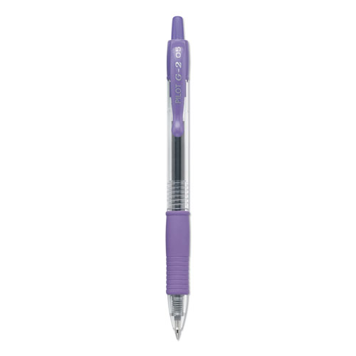 Picture of G2 Premium Gel Pen, Retractable, Extra-Fine 0.5 mm, Purple Ink, Smoke/Purple Barrel, Dozen