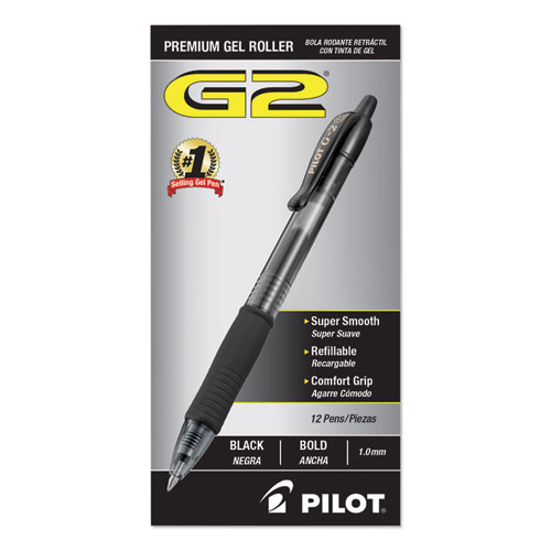 Picture of G2 Premium Retractable Gel Pen, Bold 1 mm, Black Ink, Smoke Barrel, Dozen