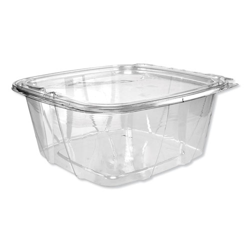 Picture of ClearPac SafeSeal Tamper-Resistant/Evident Containers, Flat Lid, 64 oz, 8.1 x 7.8 x 3.3, Clear, Plastic, 100/Bag, 2 Bags/CT