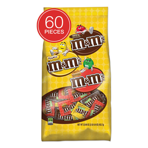 Picture of Chocolate Candies, Milk Chocolate/Peanut/Peanut Butter, Individually Wrapped, 32.9 oz Bag