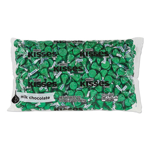 Picture of KISSES Milk Chocolate, Green Wrappers, 66.7 oz Bag