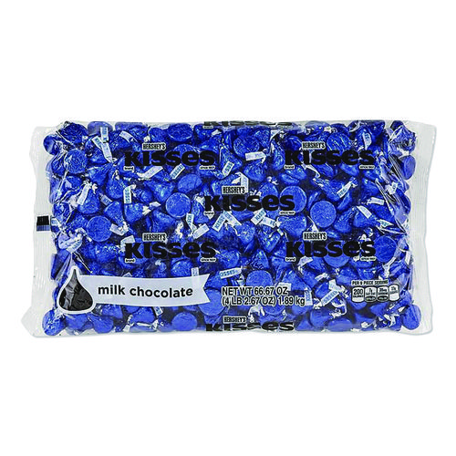 Picture of KISSES, Milk Chocolate, Dark Blue Wrappers, 66.7 oz Bag