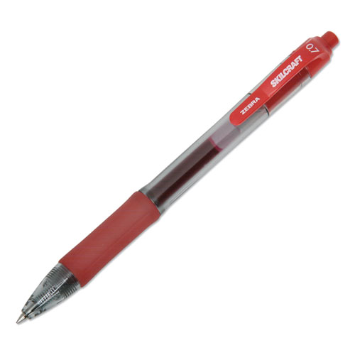 7520016826565%2C+SKILCRAFT+Zebra+Gel+Pen%2C+Retractable%2C+Medium+0.7+mm%2C+Red+Ink%2C+Red%2FClear+Barrel%2C+Dozen