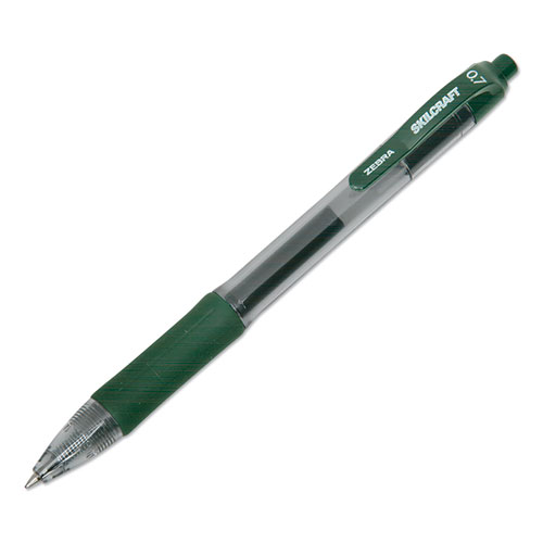 7520016826563%2C+SKILCRAFT+Zebra+Gel+Pen%2C+Retractable%2C+Medium+0.7+mm%2C+Green+Ink%2C+Green%2FClear+Barrel%2C+Dozen