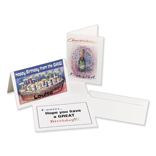 Picture of Half-Fold Greeting Cards with Matching Envelopes, Inkjet, 85 lb, 5.5 x 8.5, Matte White, 1 Card/Sheet, 30 Sheets/Box