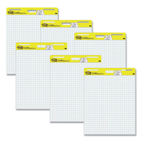 Picture of Vertical-Orientation Self-Stick Easel Pads, Quadrille Rule (1 sq/in), 25 x 30, White, 30 Sheets, 6/Pack