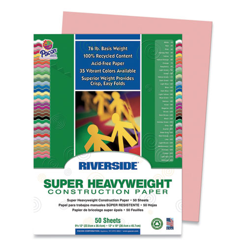 Picture of Riverside Construction Paper, 76 lb Text Weight, 9 x 12, Salmon, 50/Pack