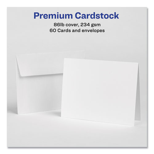Picture of Note Cards with Matching Envelopes, Inkjet, 85 lb, 4.25 x 5.5, Matte White, 60 Cards, 2 Cards/Sheet, 30 Sheets/Pack