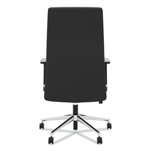 Picture of Define Executive High-Back Leather Chair, Supports 250 lb, 17" to 21" Seat Height, Black Seat/Back, Polished Chrome Base