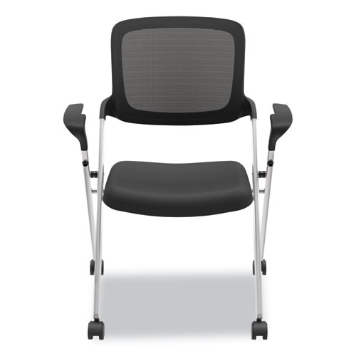 Picture of VL314 Mesh Back Nesting Chair, Supports Up to 250 lb, 19" Seat Height, Black Seat, Black Back, Silver Base