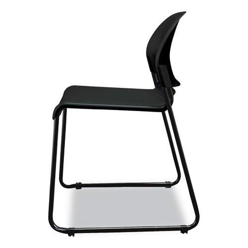 Picture of GuestStacker High Density Chairs, Supports Up to 300 lb, 17.5" Seat Height, Onyx Seat, Onyx Back, Black Base, 4/Carton
