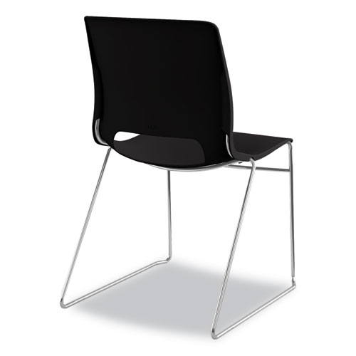 Picture of Motivate High-Density Stacking Chair, Supports Up to 300 lb, 17.75" Seat Height, Onyx Seat, Black Back, Chrome Base, 4/Carton