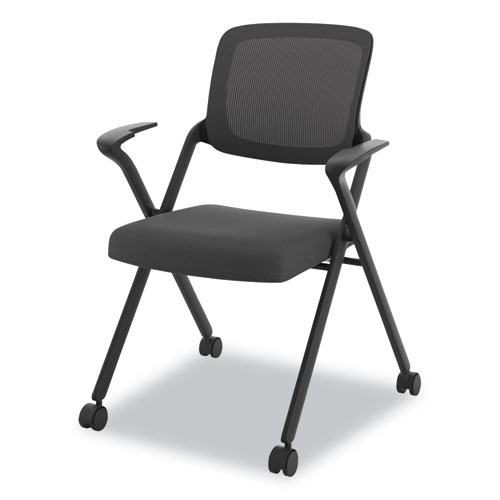 Picture of VL314 Mesh Back Nesting Chair, Supports Up to 250 lb, Black