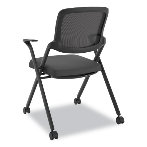 Picture of VL314 Mesh Back Nesting Chair, Supports Up to 250 lb, Black