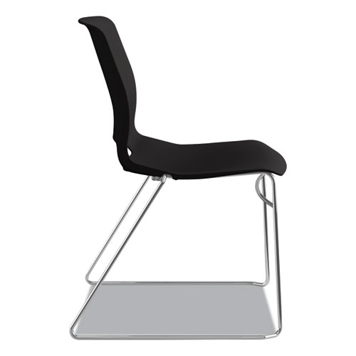 Picture of Motivate High-Density Stacking Chair, Supports Up to 300 lb, 17.75" Seat Height, Onyx Seat, Black Back, Chrome Base, 4/Carton