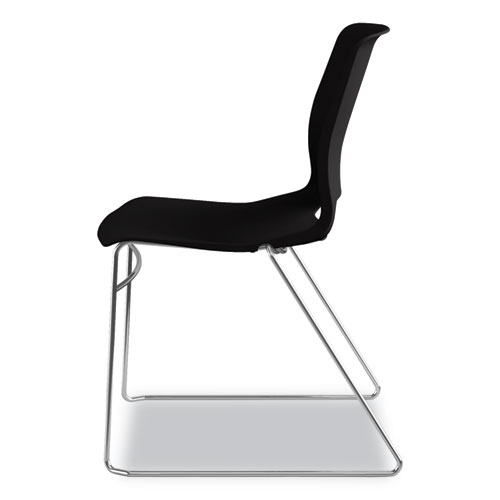 Picture of Motivate High-Density Stacking Chair, Supports Up to 300 lb, 17.75" Seat Height, Onyx Seat, Black Back, Chrome Base, 4/Carton