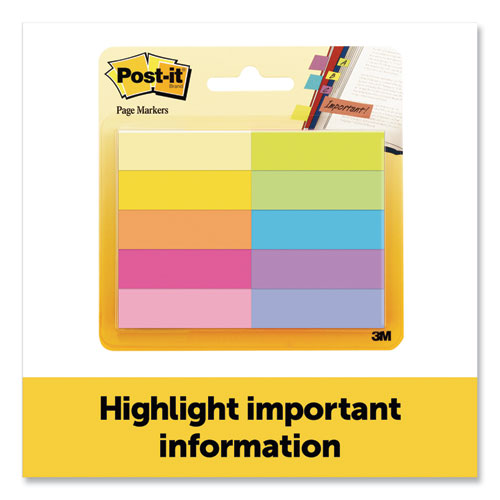 Picture of Page Flag Markers, Assorted Bright Colors, 50 Sheets/Pad, 10 Pads/Pack