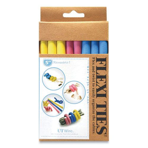 Picture of Flexi Ties Cushioned Cable Ties, 0.4" x 5", Assorted Colors, 8/Pack