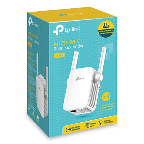 Picture of RE205 AC750 Wi-Fi Range Extender, 1 Port, Dual-Band 2.4 GHz/5 GHz