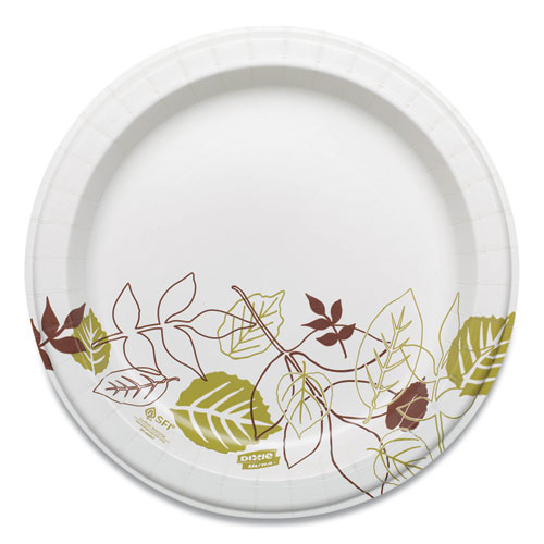 Picture of Pathways Soak Proof Shield Heavyweight Paper Plates, WiseSize, 8.5" dia, Green/Burgundy, 500/Carton