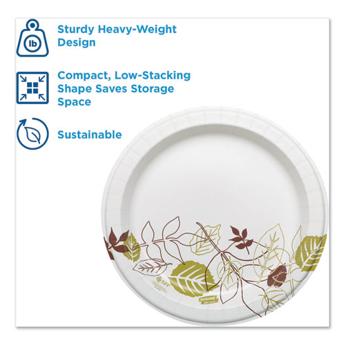 Picture of Pathways Soak Proof Shield Heavyweight Paper Plates, WiseSize, 8.5" dia, Green/Burgundy, 500/Carton