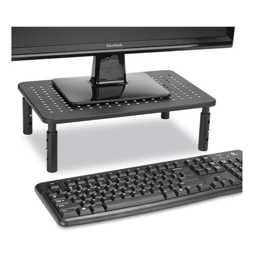 Picture of Adjustable Rectangular Monitor Stand, 14" x 9" x 3.25" to 5.25", Black, Supports 44 lbs