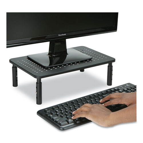 Picture of Adjustable Rectangular Monitor Stand, 14" x 9" x 3.25" to 5.25", Black, Supports 44 lbs