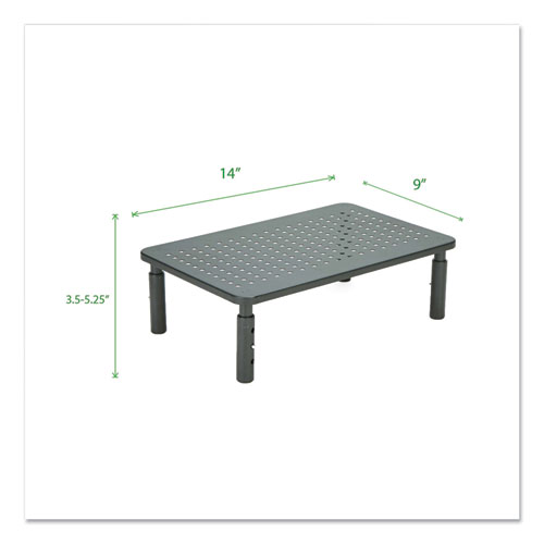 Picture of Adjustable Rectangular Monitor Stand, 14" x 9" x 3.25" to 5.25", Black, Supports 44 lbs