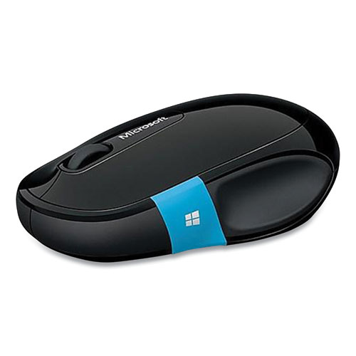 Picture of Sculpt Comfort Bluetooth Optical Mouse, 33 ft Wireless Range, Right Hand Use, Black/Blue