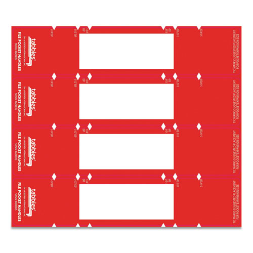 Picture of File Pocket Handles, 9.63 x 2, Red/White, 4/Sheet, 12 Sheets/Pack