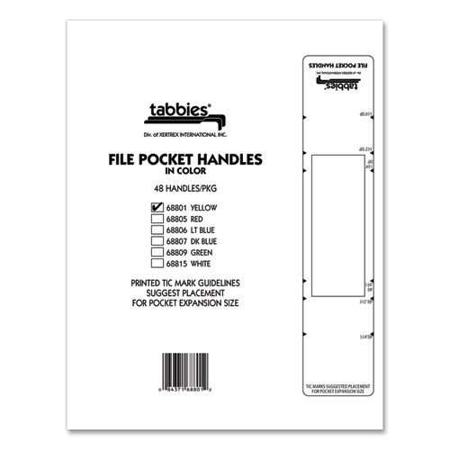 Picture of File Pocket Handles, 9.63 x 2, Yellow/White, 4/Sheet, 12 Sheets/Pack