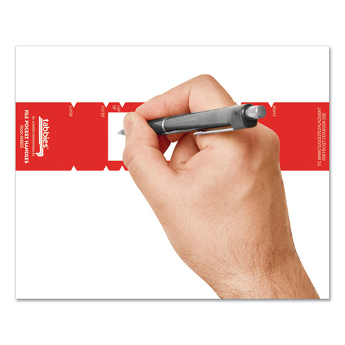 Picture of File Pocket Handles, 9.63 x 2, Red/White, 4/Sheet, 12 Sheets/Pack