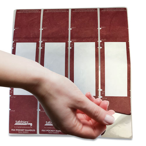 Picture of File Pocket Handles, 9.63 x 2, Red/White, 4/Sheet, 12 Sheets/Pack