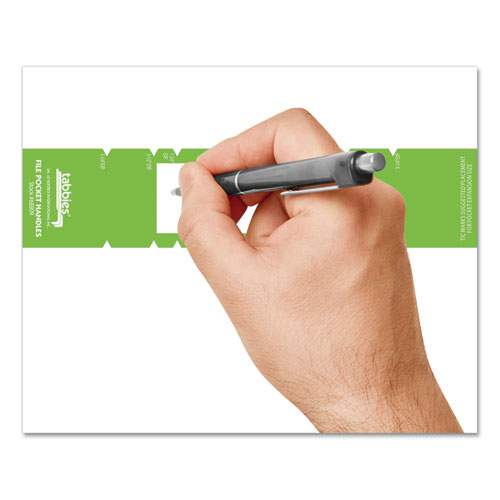 Picture of File Pocket Handles, 9.63 x 2, Green/White, 4/Sheet, 12 Sheets/Pack