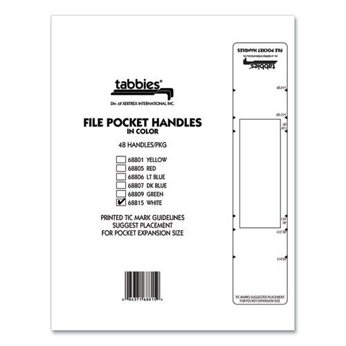 Picture of File Pocket Handles, 9.63 x 2, White, 4/Sheet, 12 Sheets/Pack