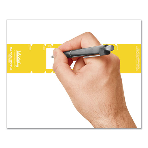 Picture of File Pocket Handles, 9.63 x 2, Yellow/White, 4/Sheet, 12 Sheets/Pack