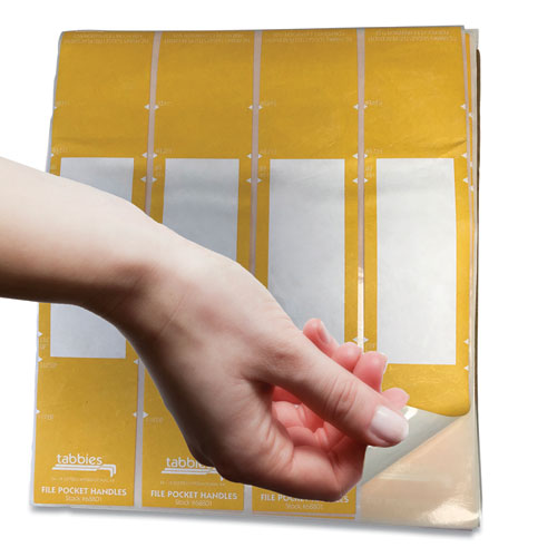 Picture of File Pocket Handles, 9.63 x 2, Yellow/White, 4/Sheet, 12 Sheets/Pack