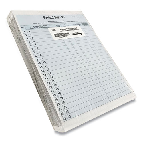 Picture of Patient Sign-In Label Forms, Two-Part Carbon, 8.5 x 11.63, Blue Sheets, 125 Forms Total