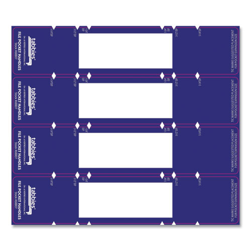 Picture of File Pocket Handles, 9.63 x 2, Dark Blue/White, 4/Sheet, 12 Sheets/Pack