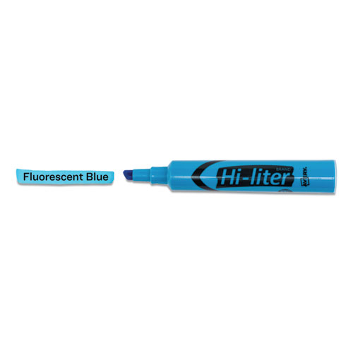 Picture of HI-LITER Desk-Style Highlighters, Fluorescent Blue Ink, Chisel Tip, Blue/Black Barrel, Dozen