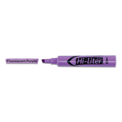 Picture of HI-LITER Desk-Style Highlighters, Fluorescent Purple Ink, Chisel Tip, Purple/Black Barrel, Dozen