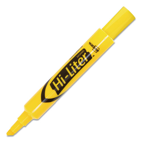 Picture of HI-LITER Desk-Style Highlighters, Yellow Ink, Chisel Tip, Yellow/Black Barrel, Dozen