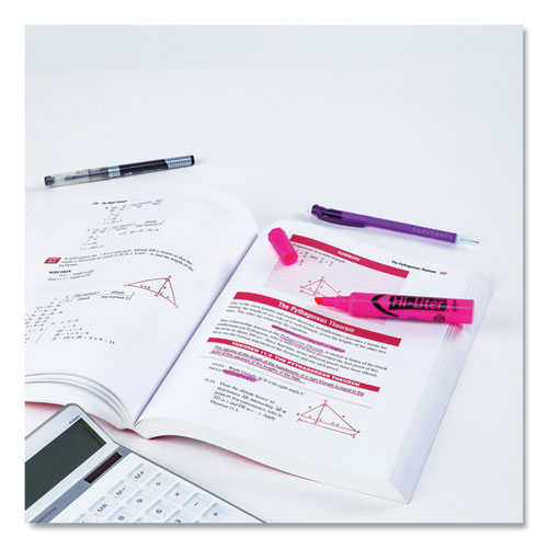 Picture of HI-LITER Desk-Style Highlighters, Fluorescent Pink Ink, Chisel Tip, Pink/Black Barrel, Dozen