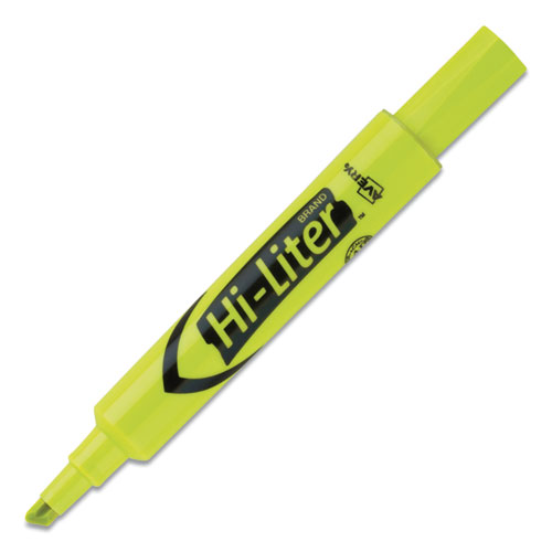 Picture of HI-LITER Desk-Style Highlighters, Fluorescent Yellow Ink, Chisel Tip, Yellow/Black Barrel, Dozen