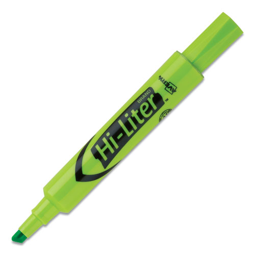 Picture of HI-LITER Desk-Style Highlighters, Fluorescent Green Ink, Chisel Tip, Green/Black Barrel, Dozen