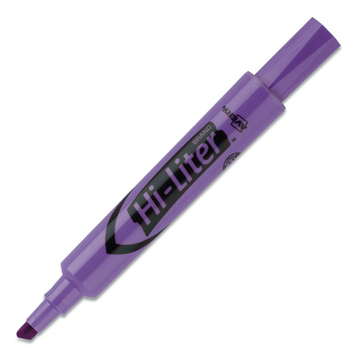 Picture of HI-LITER Desk-Style Highlighters, Fluorescent Purple Ink, Chisel Tip, Purple/Black Barrel, Dozen