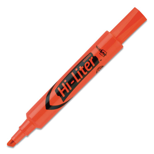 Picture of HI-LITER Desk-Style Highlighters, Fluorescent Orange Ink, Chisel Tip, Orange/Black Barrel, Dozen