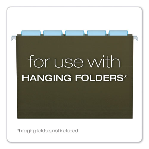 Picture of Transparent Colored Tabs For Hanging File Folders, 1/5-Cut, Blue, 2" Wide, 25/Pack