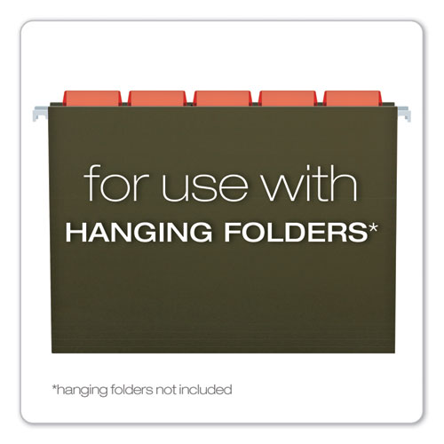 Picture of Transparent Colored Tabs For Hanging File Folders, 1/5-Cut, Red, 2" Wide, 25/Pack